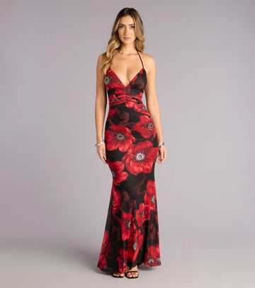 Mael Floral Rhinestone Mermaid Formal Dress