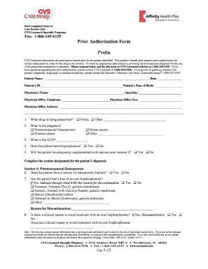 cvs caremark glp 1 prior authorization CVS Caremark Prolia Prior Authorization Form - Blank Fillable Template