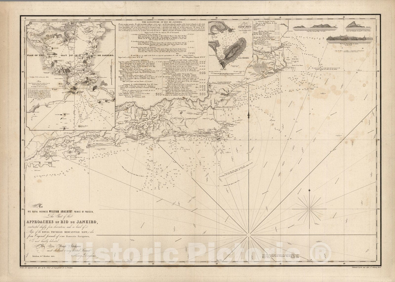 Historic Map : Approaches of Rio de Janeiro. (inset) Plan of the Bay of Rio de Janeiro. 1831 - Vintage Wall Art