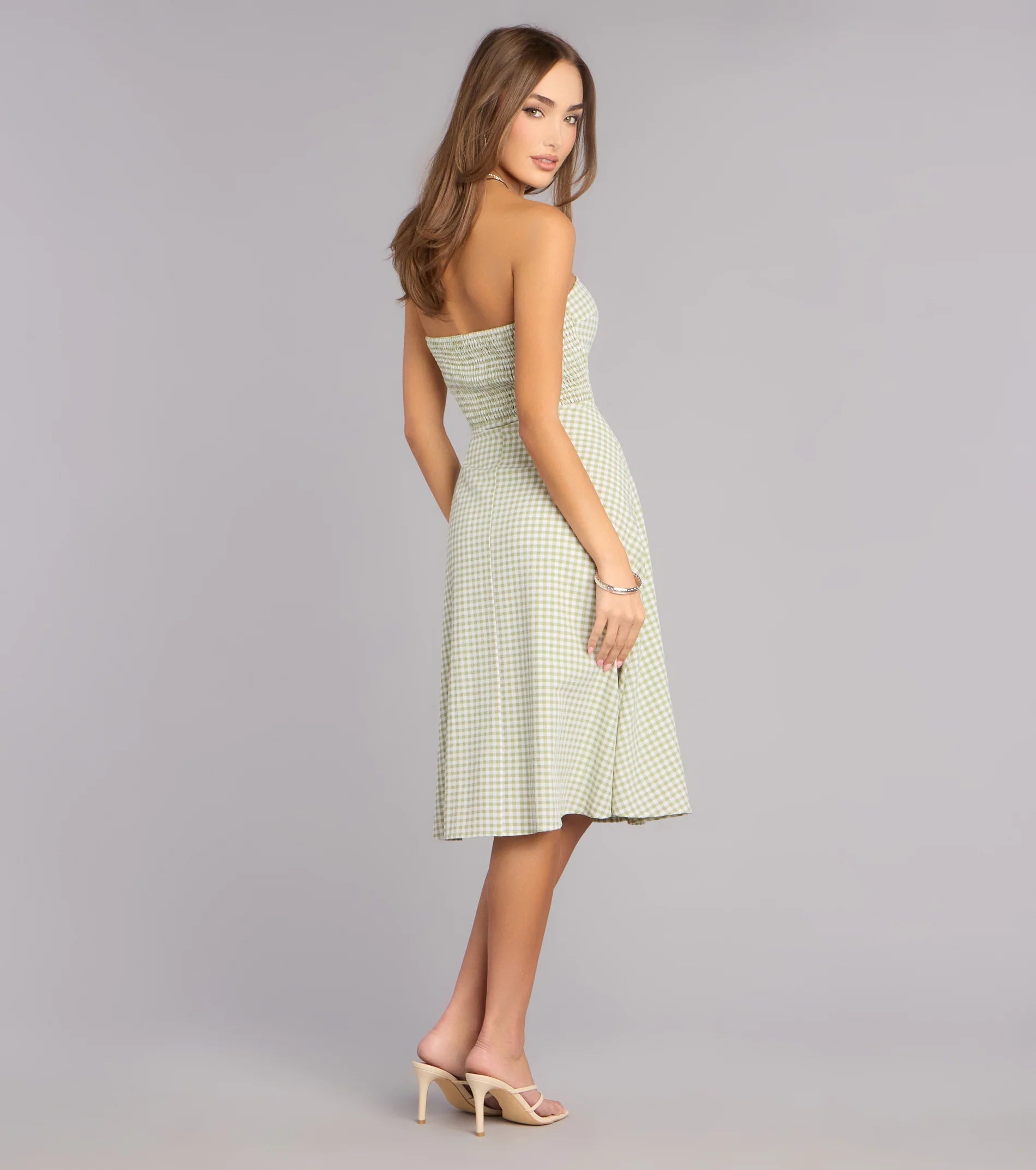 Sunny Day Cutie Gingham Midi Dress