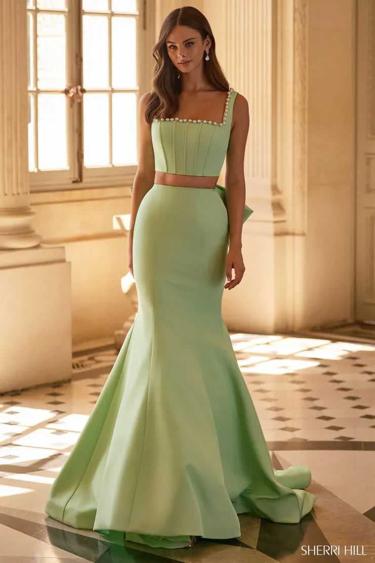 Sherri Hill 57616 Elegant Two-Piece Prom Dress with Square Neckline