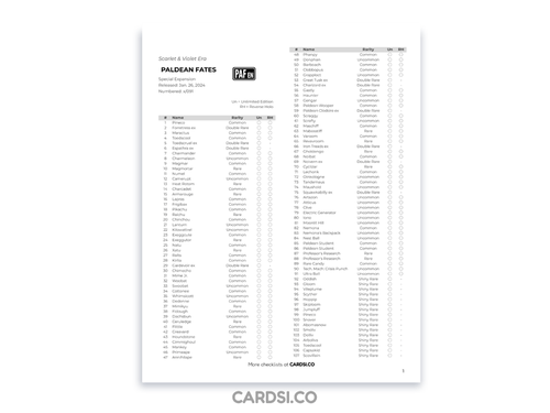Pokémon JOURNEY TOGETHER Printable Checklist