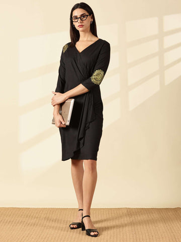 Black Mandala Workwear Dress