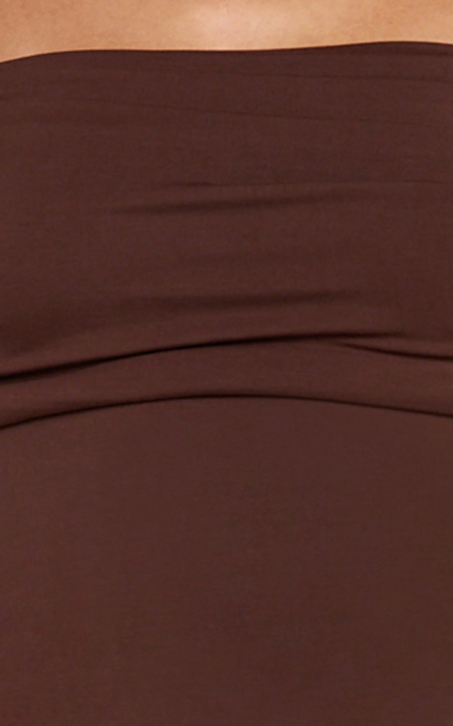 Jolie Top - Off Shoulder Long Sleeve Gathered Top in Chocolate