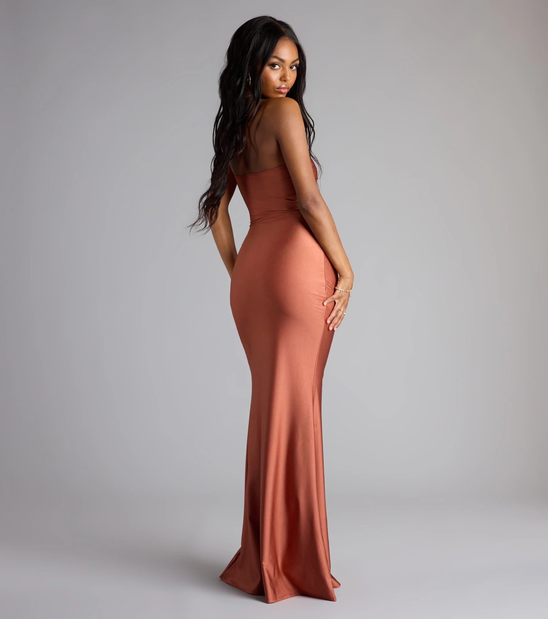 Cheryl Strapless Slit Mermaid Formal Dress