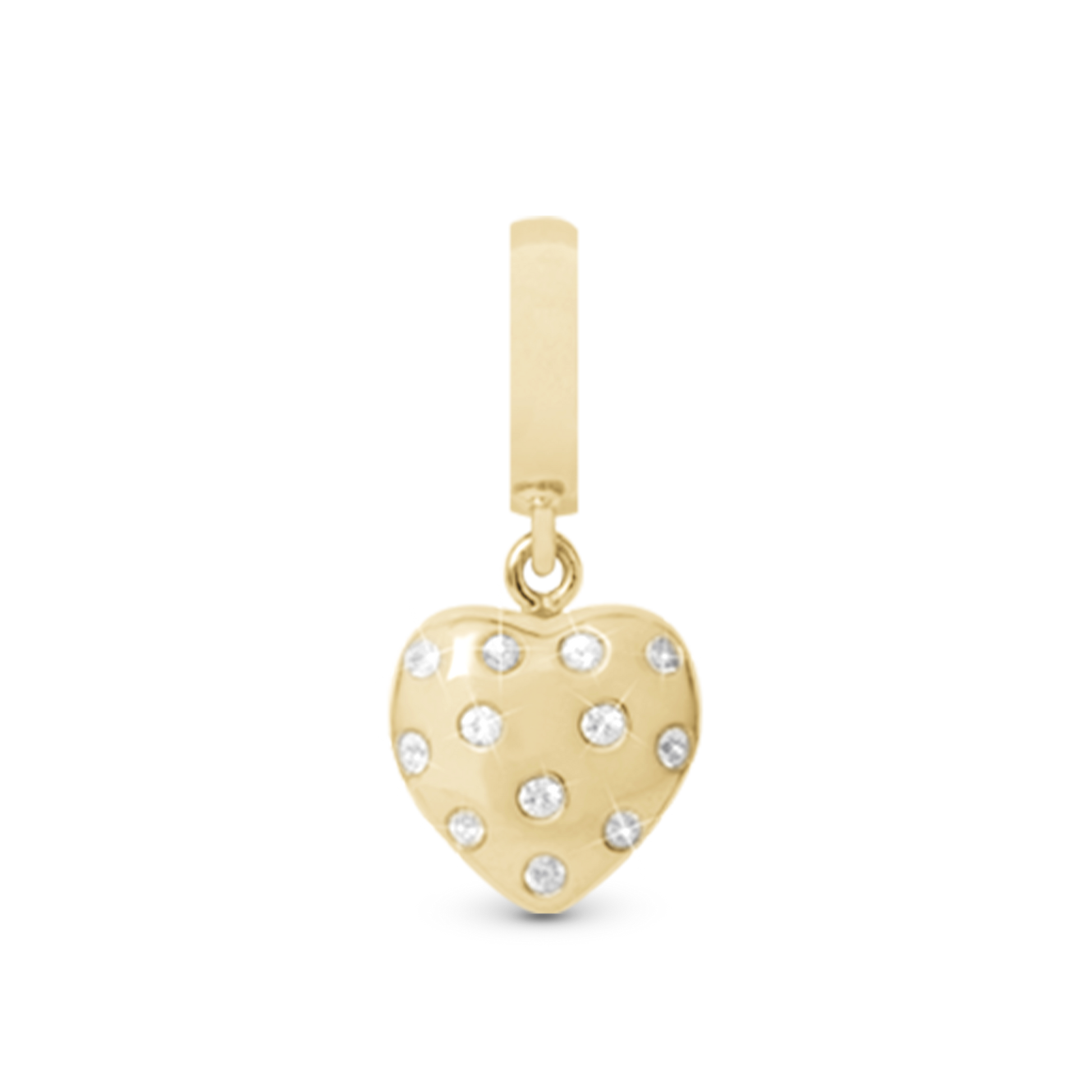 Million Heart Drop Hænger Charm 6 mm Til Armbånd - Blankpoleret Forgyldt Sterling Sølv m. 12 Safir