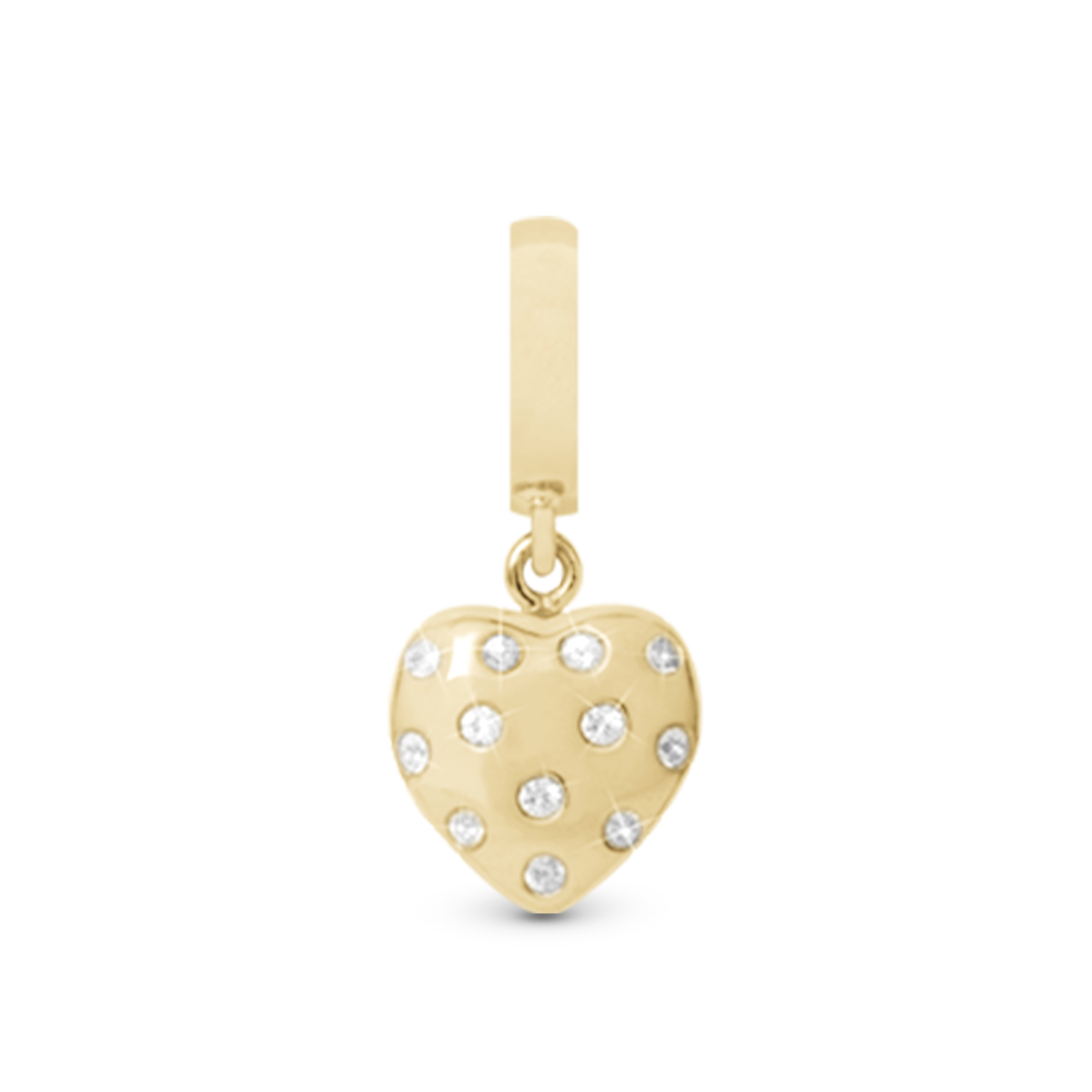 Million Heart Drop Hænger Charm 6 mm Til Armbånd - Blankpoleret Forgyldt Sterling Sølv m. 12 Safir