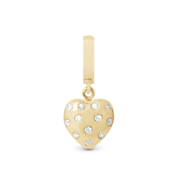 Million Heart Drop Hænger Charm 6 mm Til Armbånd - Blankpoleret Forgyldt Sterling Sølv m. 12 Safir