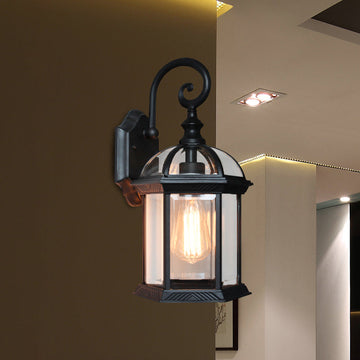 Skørter | Birdcage Courtyard Wall-mounted Lighting Farm Clear Glass 1 Bulb Brass/Black Finish Wall Lamp Fixture