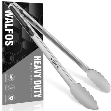 Walfos 17 Inch Extra Long Grill Tongs, Ultimate Stainless Steel Bbq Tongs For Grilling, Cooking, Bbq/Barbecue, Buffet And Turnin