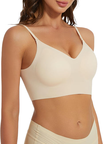 Low Back Seamless Bras Multiway Convertible Strap Halter Lifting Bra Spaghetti Strap Wire-Free Padded Backless