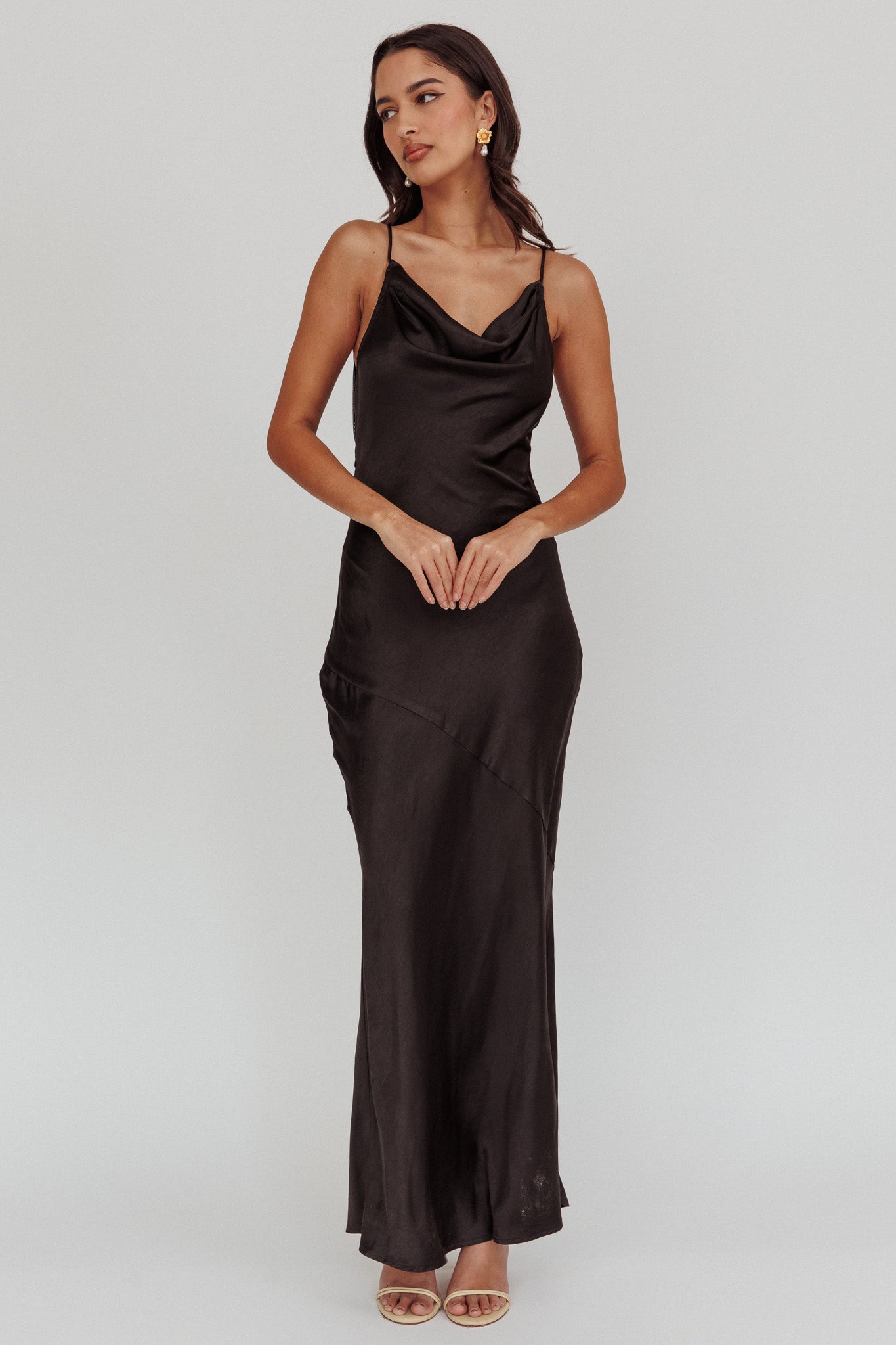 Noreen Cut-Out Back Maxi Dress Black by Selfie Leslie