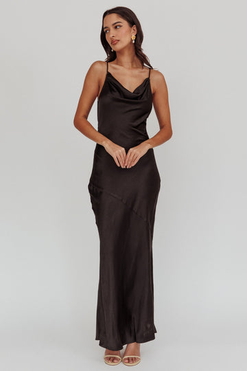 Noreen Cut-Out Back Maxi Dress Black by Selfie Leslie