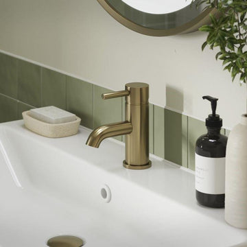 Aquarius Mono Basin Tap Brushed Brass Aquarius Zanelli Mono Basin Mixer Tap with Waste