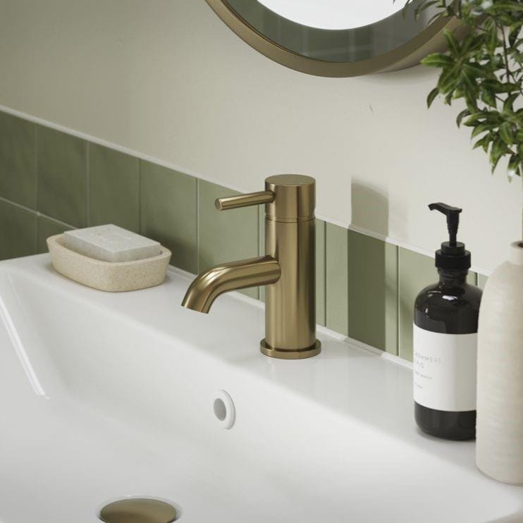 Aquarius Mono Basin Tap Brushed Brass Aquarius Zanelli Mono Basin Mixer Tap with Waste
