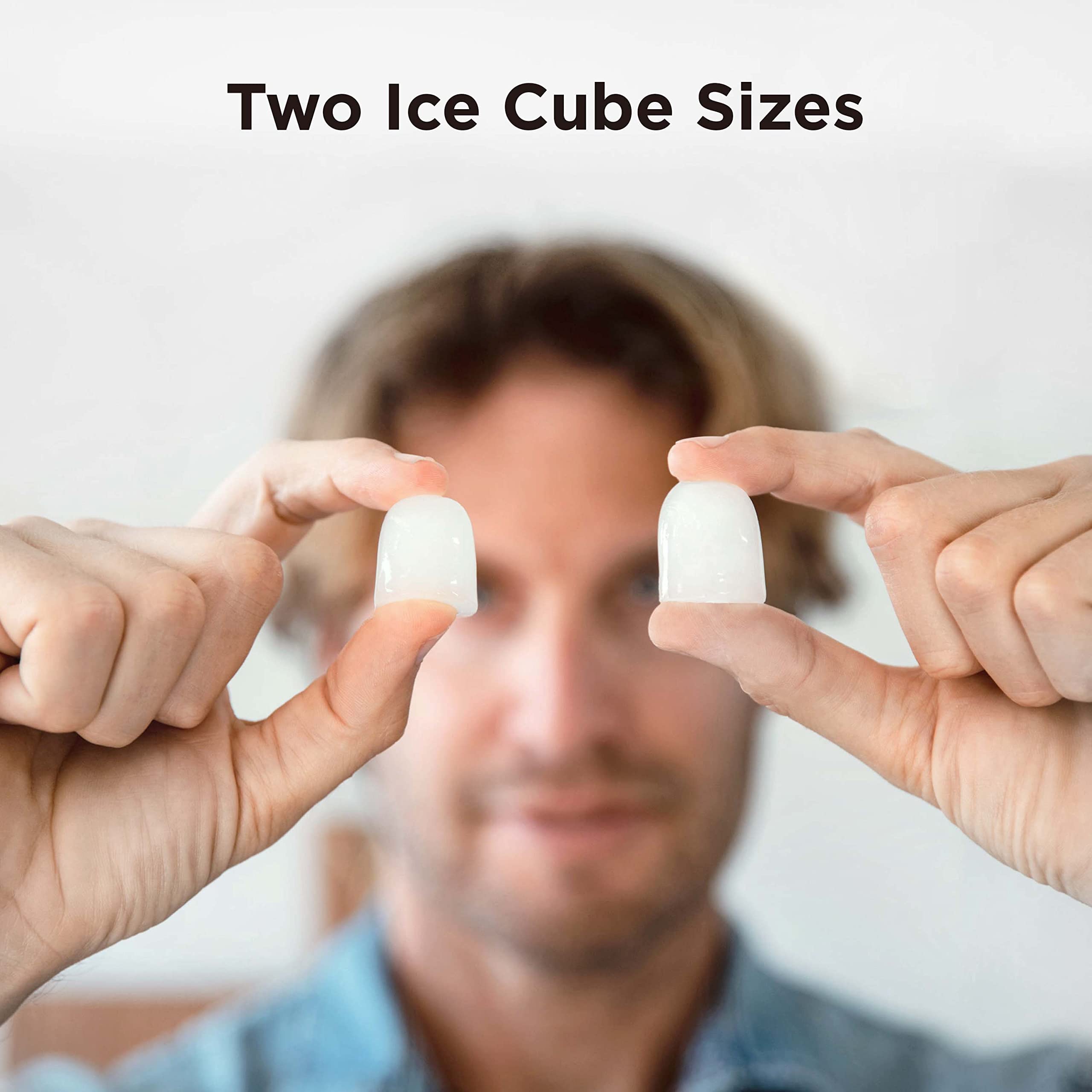 Silonn Eiswürfelmaschine Klein, 9 Stück in 6 Min Mertig 12 kg in 24 Stdn. Fertig, 2 l Wassertankkapazität, Tragbare Eiswürfelmaschine kann 2 Größen Eiswürfel Produzieren, Geeignet für Küche und Party
