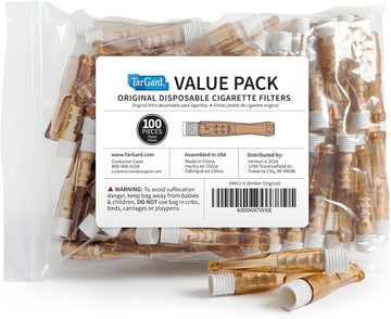TarGard Venturi Style Disposable Cigarette Filters 100 Count, Amber | Effective XL Filter, Not Just A Holder, Trusted for Over 50 Years