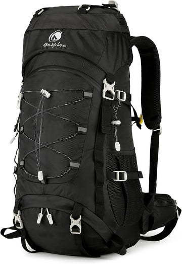 60L Camping Backpack, Large Backpacking Backpack for Hiking, Black | with Rain Cover, Waterproof, for Men & Women, Lightweight, Large & Long, Rucksack Pack for Climbing Touring Travel Camping