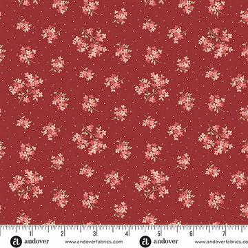 Lighthouse by Edyta Sitar floral fabric in red roof sand verbena from Laundry Basket Quilts for Andover Fabrics