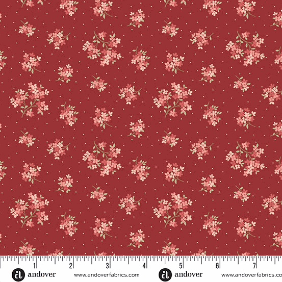Lighthouse by Edyta Sitar floral fabric in red roof sand verbena from Laundry Basket Quilts for Andover Fabrics