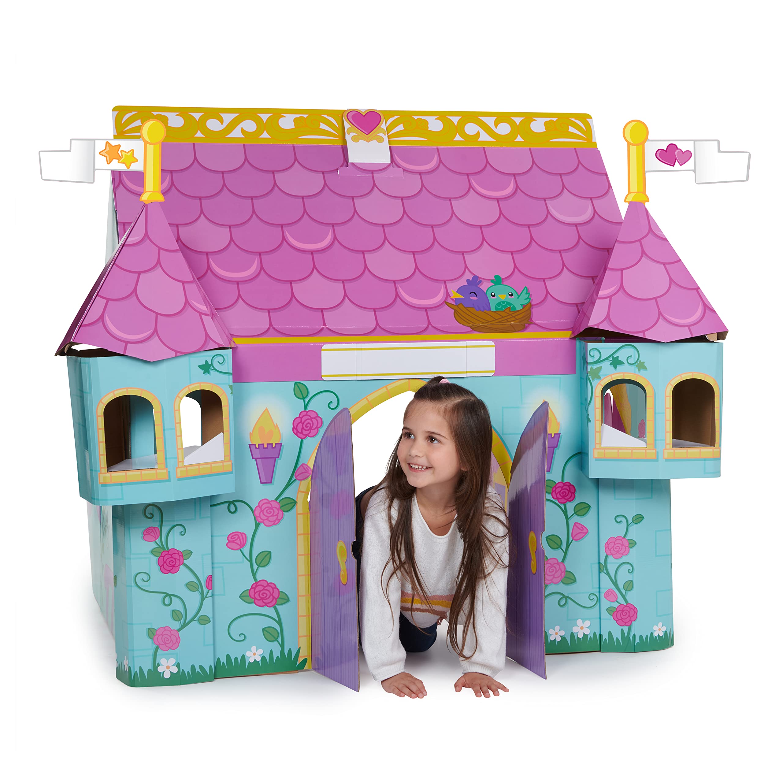 Pop2Play Fairytale Castle Playset - Imagination Toy, 43" Multicolor Cardboard, Model 1046-01-US-AZ