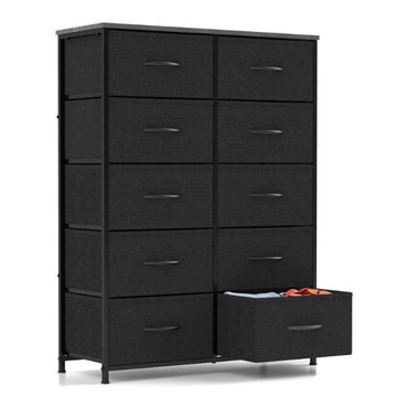 10-Drawer Fabric Dresser Storage Chest for Bedroom, Closet, Entryway, Black