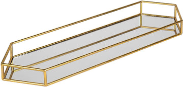 Kate and Laurel Felicia 26x8 Narrow Metal Mirrored Tray