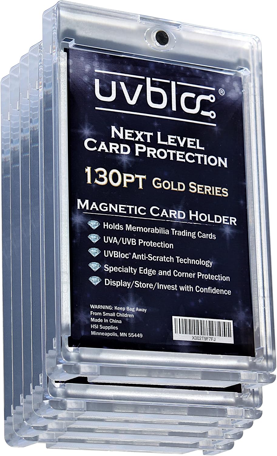 130pt One Touch Card Holders (5 Pack) Magnetic Baseball Card Sleeves for Trading Thick Jersey Patch Cards Hard Case Protectors Sports Football Hockey Basketball Soccer