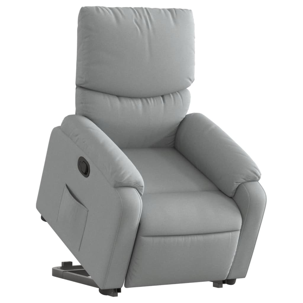 Fauteuil relax TV rembourrage confortable fonction de levage électrique en tissu gris clair DEC027900