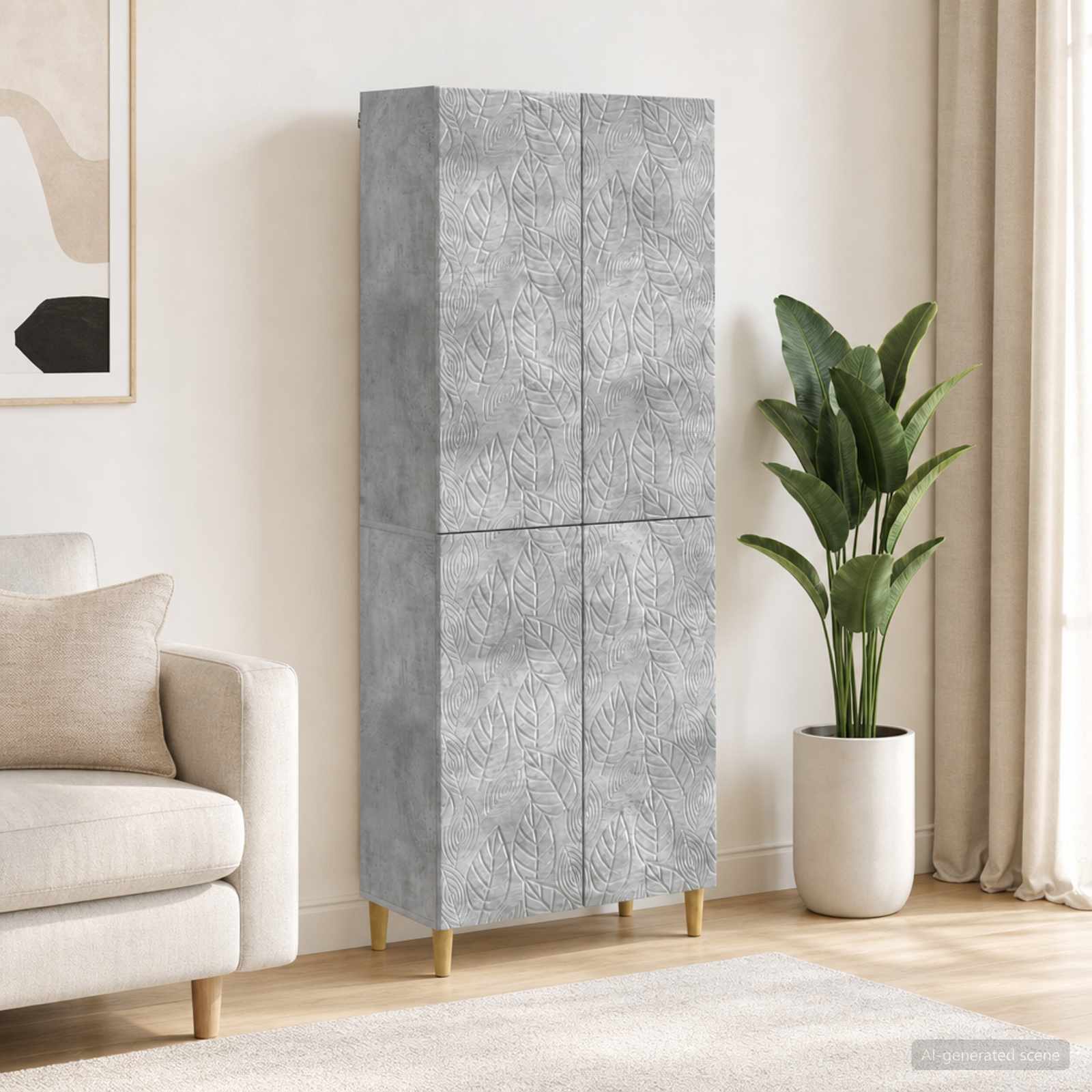Cabinet Set 2 pcs Concrete Grey Engineered Wood