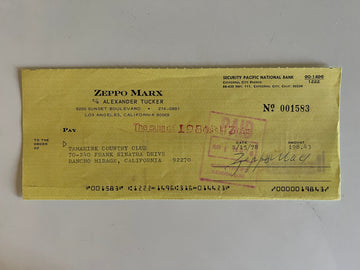 Zeppo Marx signed check
