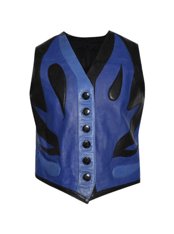 Martine Rose Appliqué Leather Waistcoat Vest - Black And Blue