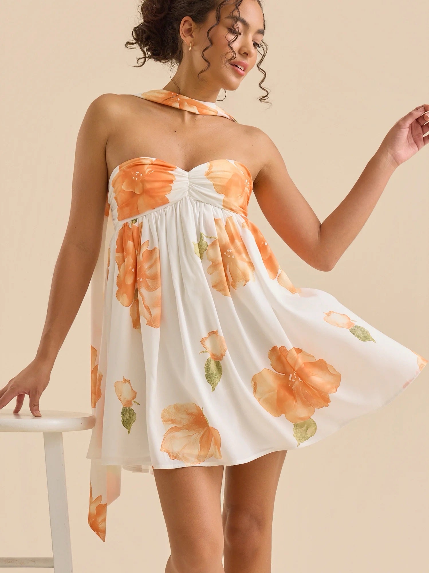 Altar'd State Dallie Strapless Floral Mini Dress in Orange & White NWT by Altar'd State