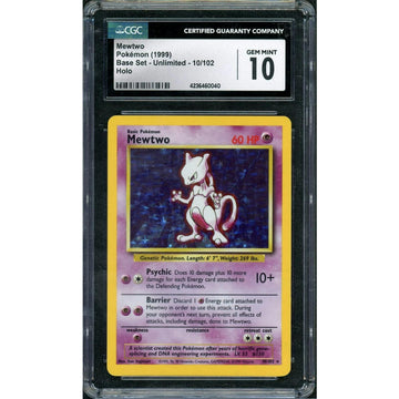1999 Pokemon Base Set Mewtwo Holo 10/102 CGC 10
