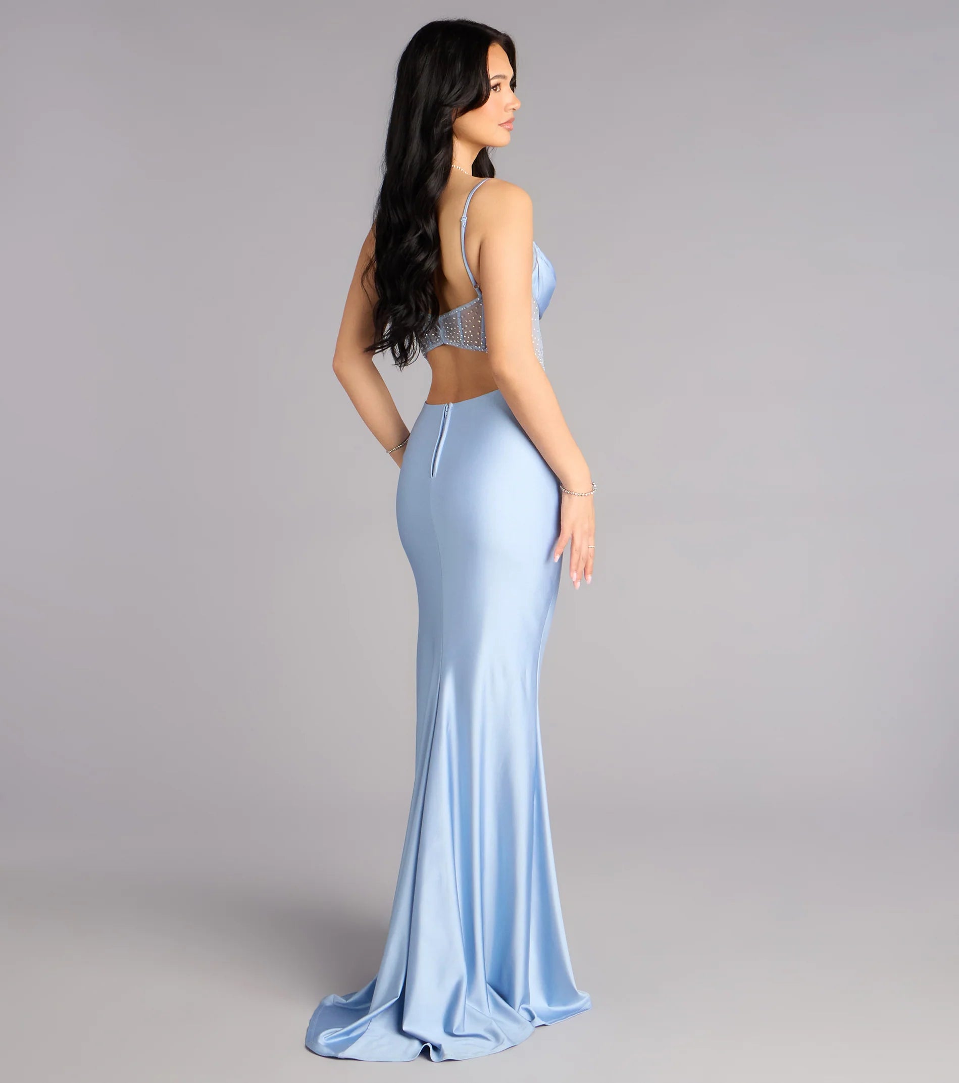 Sadie Rhinestone Corset Open Back Mermaid Formal Dress