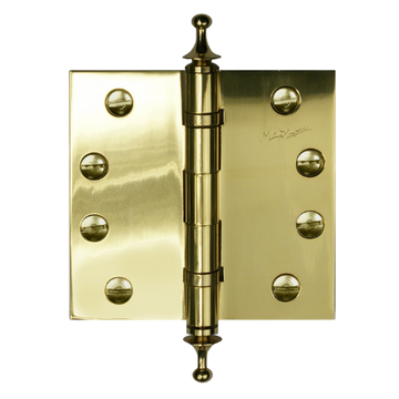 Magnum lagerscharnier vaaskop 100 x 100 mm, messing gelakt