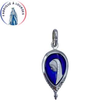Médaille argent 925 goutte eau et email bleu - SERAL I Souvenirs de Lourdes