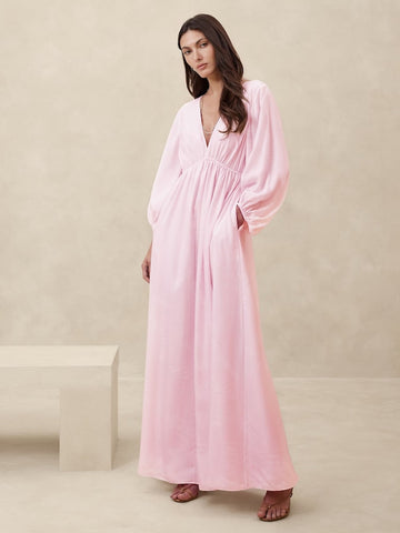 Buy Banana Republic Pink Silk Habotai Backless Maxi Dress from the Next UK  online shop
