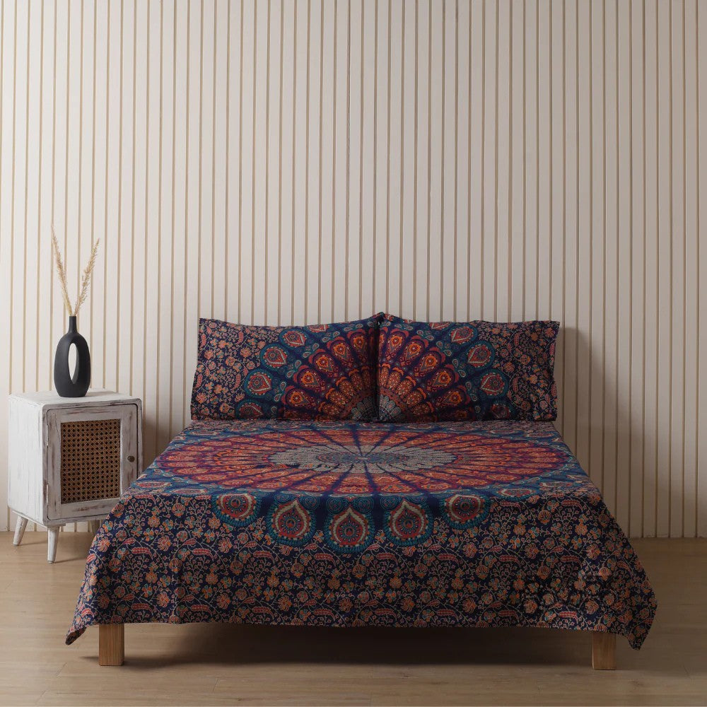 Blue Mandala Bedsheets with pillow covers