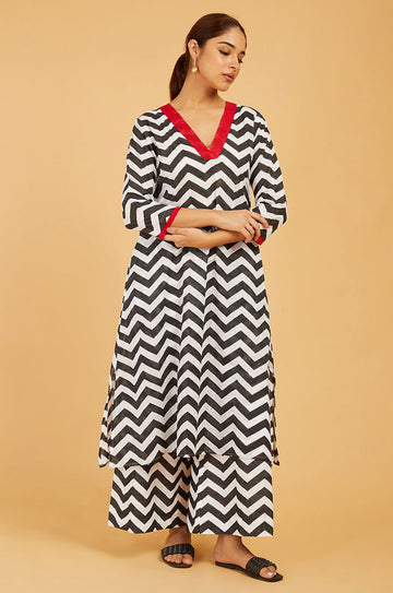 Bold Chevrons Cord-Set - Cyan India