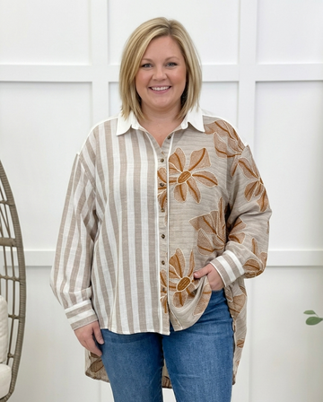 Golden Petal Button Up Top