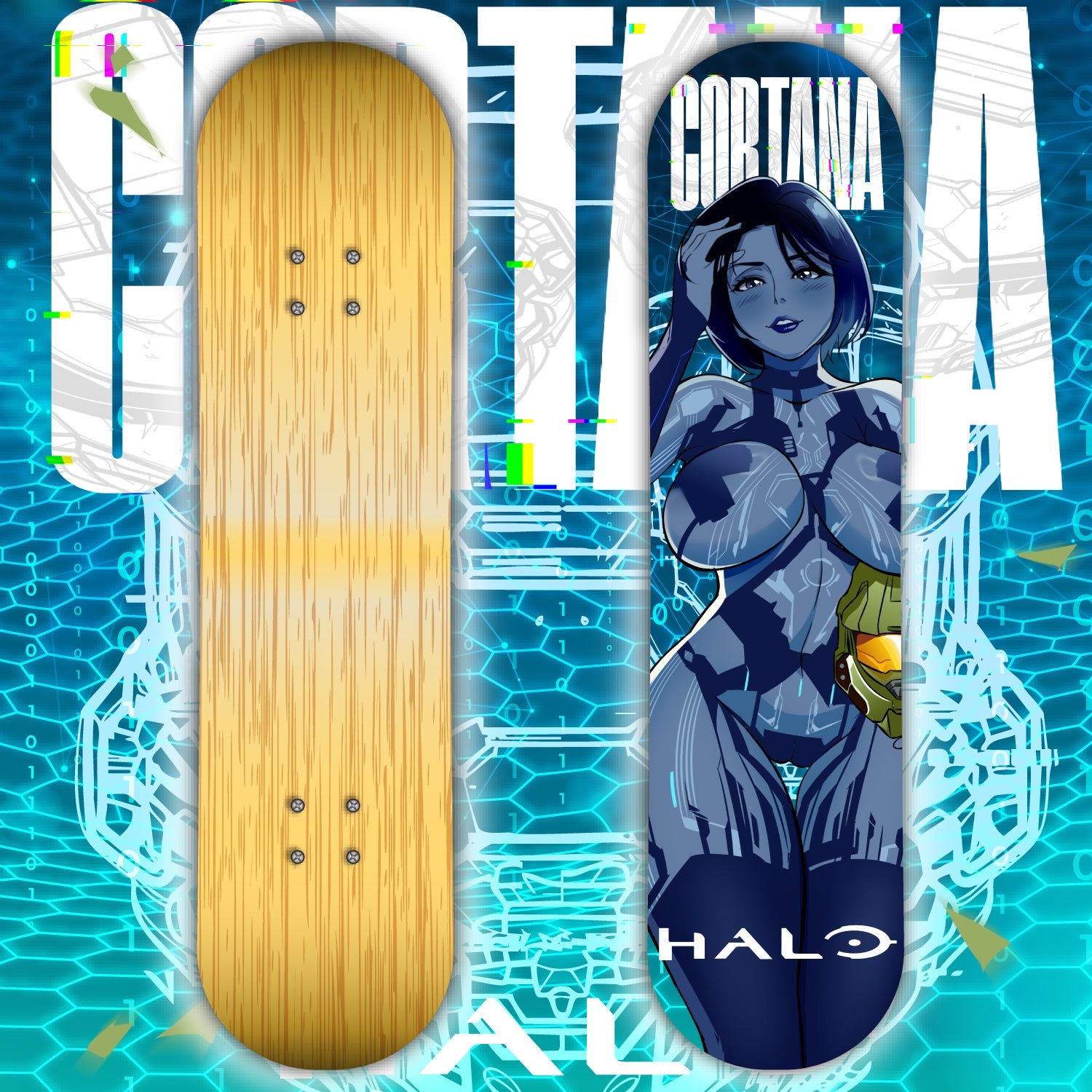 Anime Waifu Skate Deck Cortana