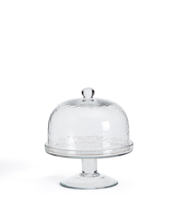 Sileia transparent recycled glass cake plate