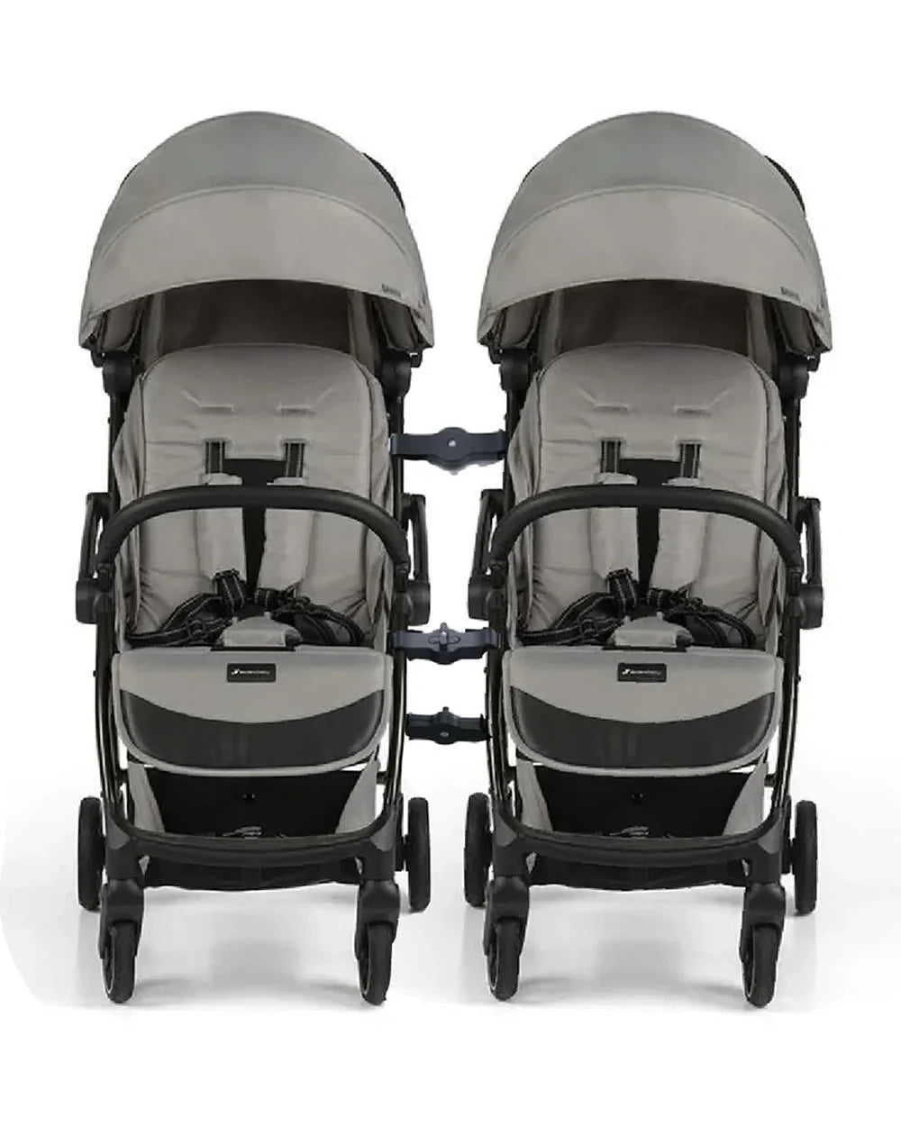 Leclerc Influencer Air Twin Stroller-Cabin Friendly-Flat Reclining Seat-One Touch Fold-Includes Twin Stroller Connectors-2 Years Warranty-For 6M to 5Y (Upto 22 Kg Each Stroller)-Violet Grey