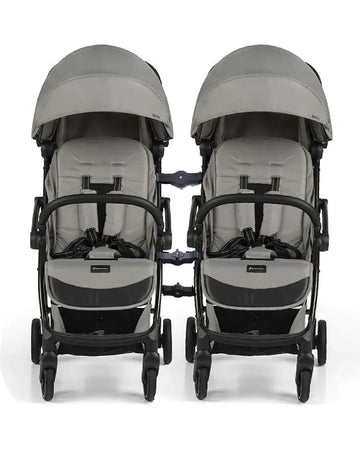 Leclerc Influencer Air Twin Stroller-Cabin Friendly-Flat Reclining Seat-One Touch Fold-Includes Twin Stroller Connectors-2 Years Warranty-For 6M to 5Y (Upto 22 Kg Each Stroller)-Violet Grey