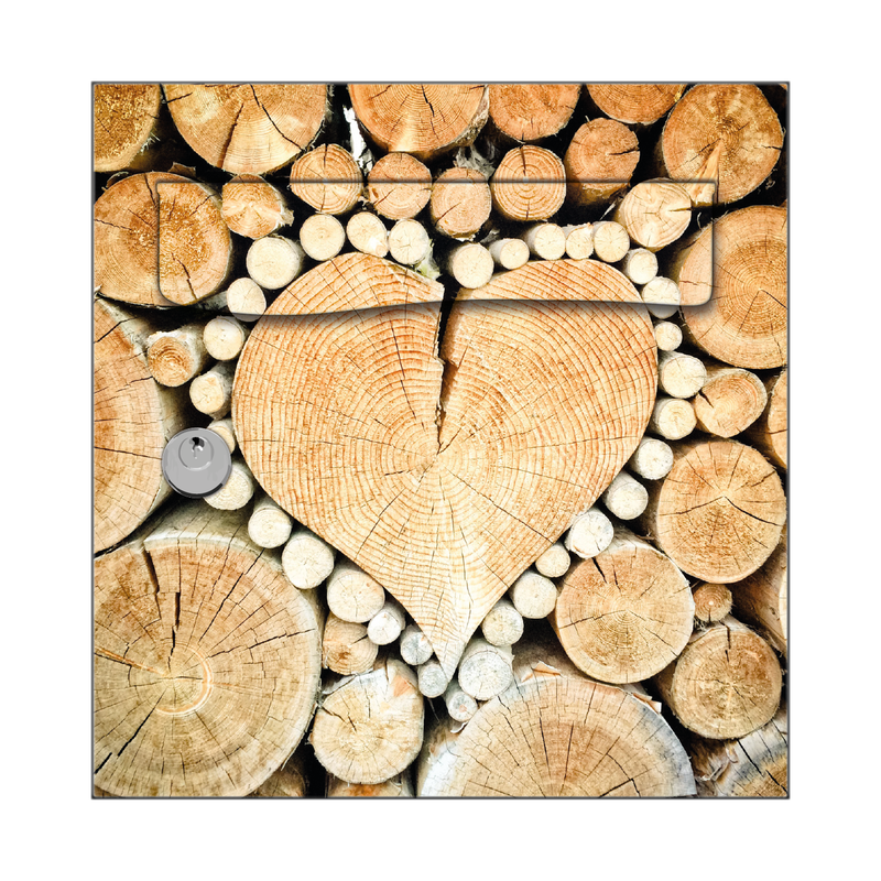 Autocollant Sticker Décoration Boîte aux lettres Coeur Tronc d’Arbre - Face Avant