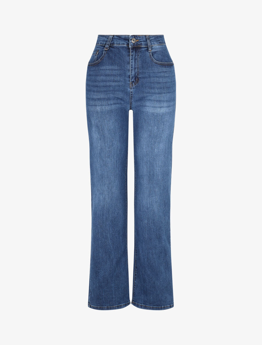 Jean délavé coupe droite - Bleu - 5