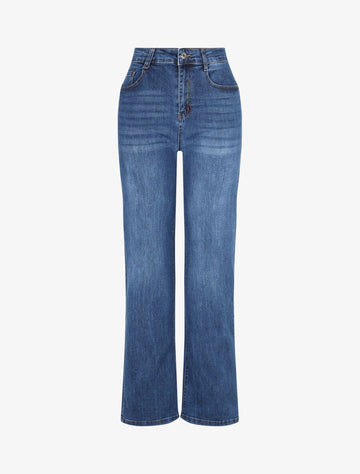 Jean délavé coupe droite - Bleu - 5