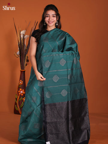 Green & Blue - Semi Silkcotton Saree-DKS26367 - Shop on Shrus.com