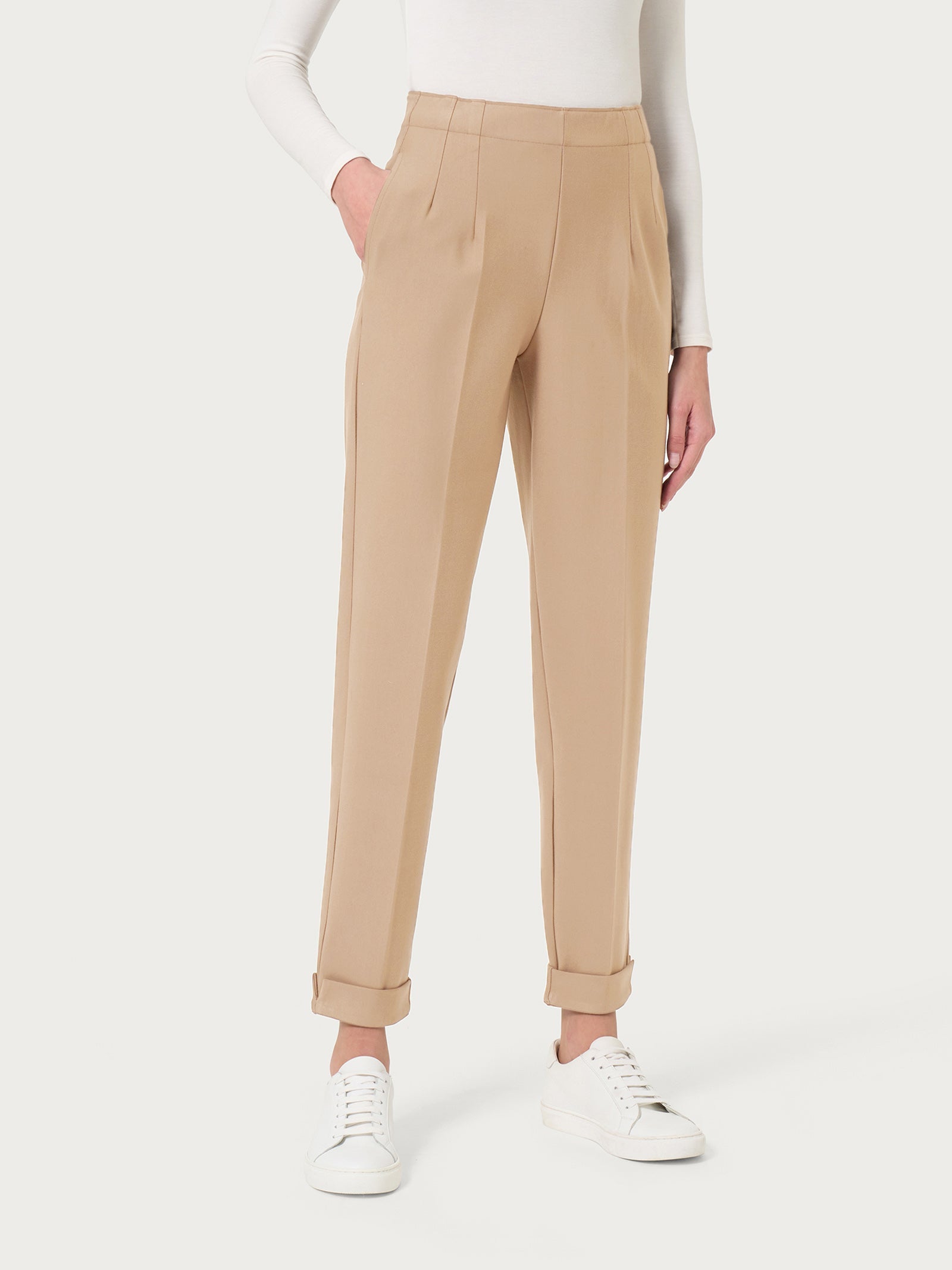 Pantalone a carota con tasche in tessuto Compact Marroni Donna - Ragno